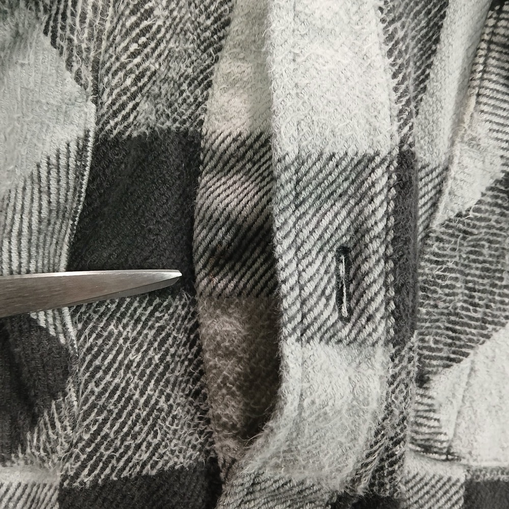 Williams Bay Flannel Shirt Mens Light Gray Black Plaid‎ Chest Pocket Button Up - Picture 7 of 8